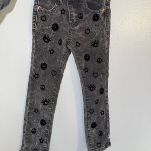 Kensie Girl Gray Jeans with Black Designs